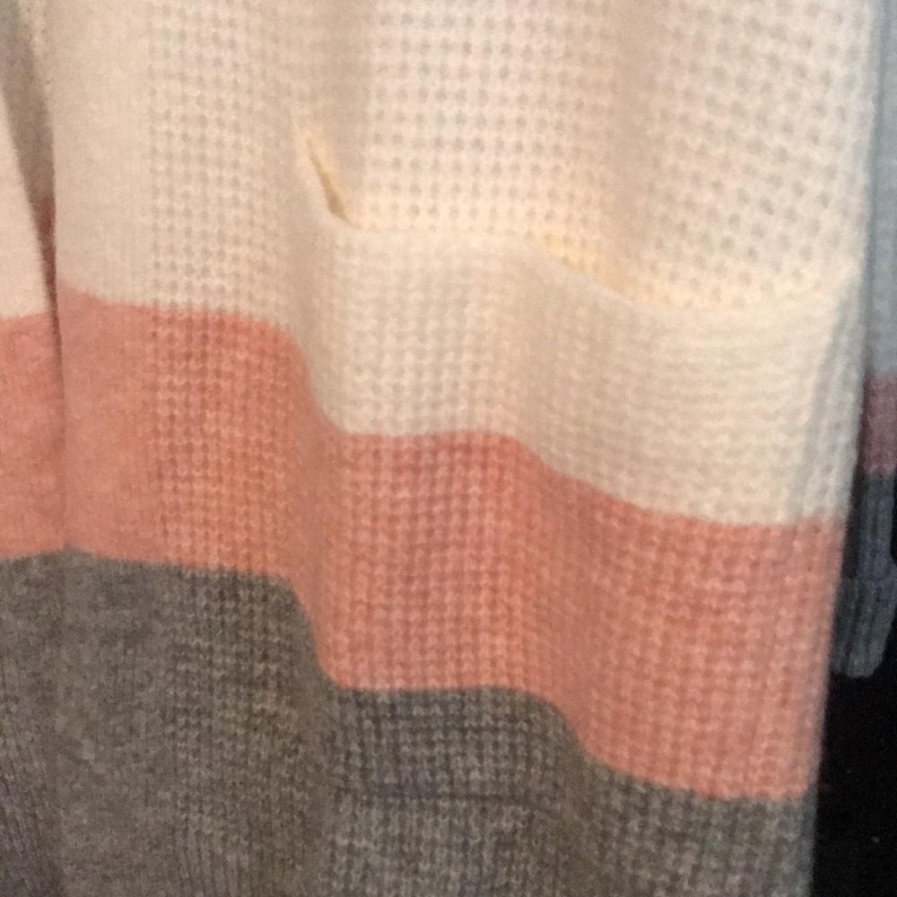 Loft pastel tones of gray tan pink & white long open cardigan NWT - Picture 2 of 4